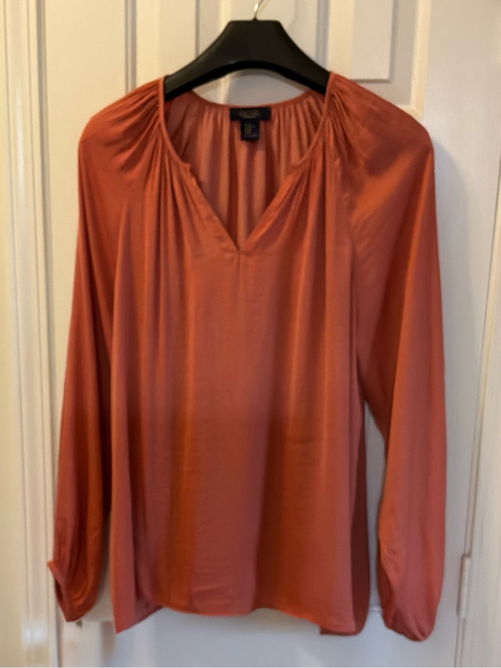 RACHEL Rachel Roy Rust Long-Sleeve V-Neck Blouse